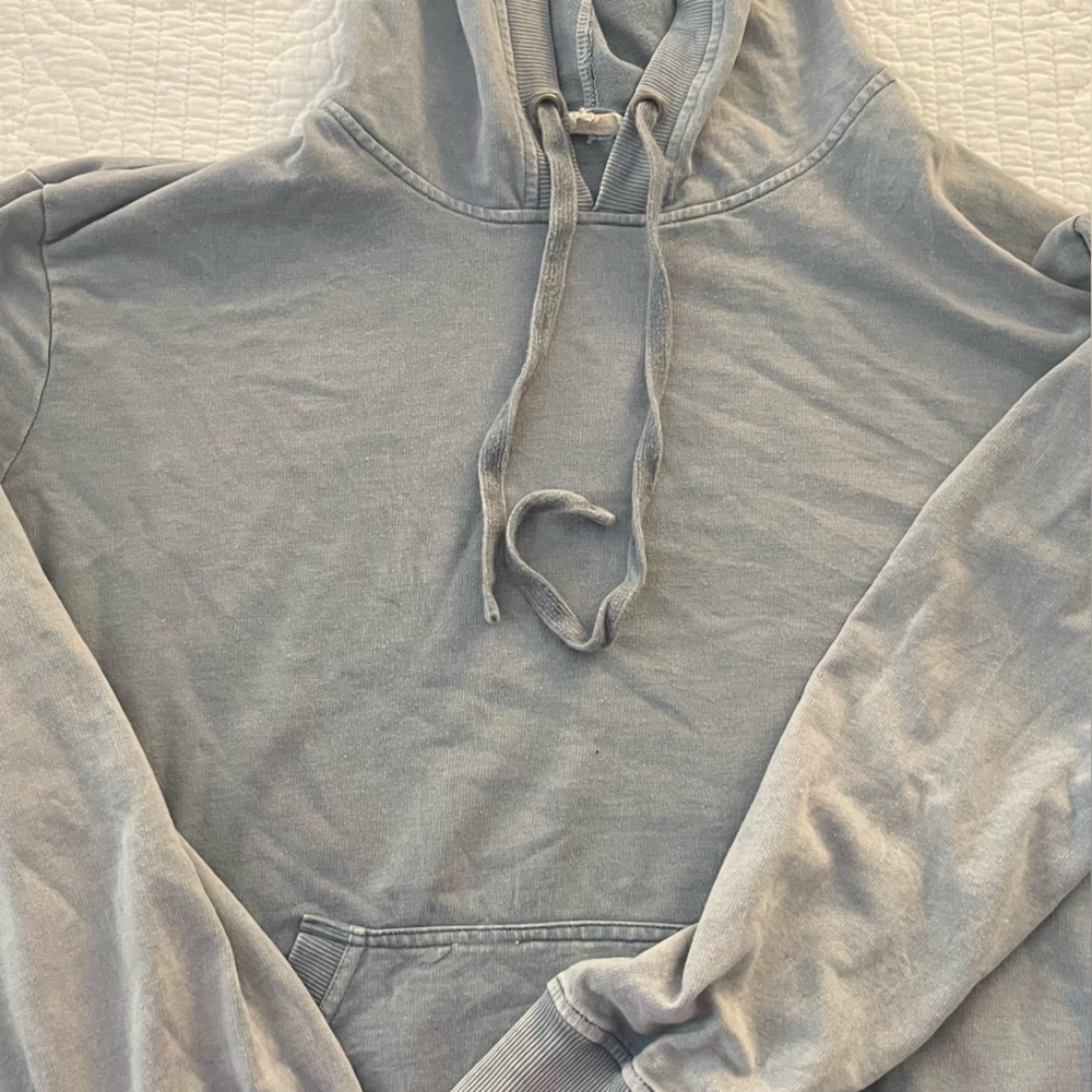 Light Blue Cropped Style Pullover Hoodie